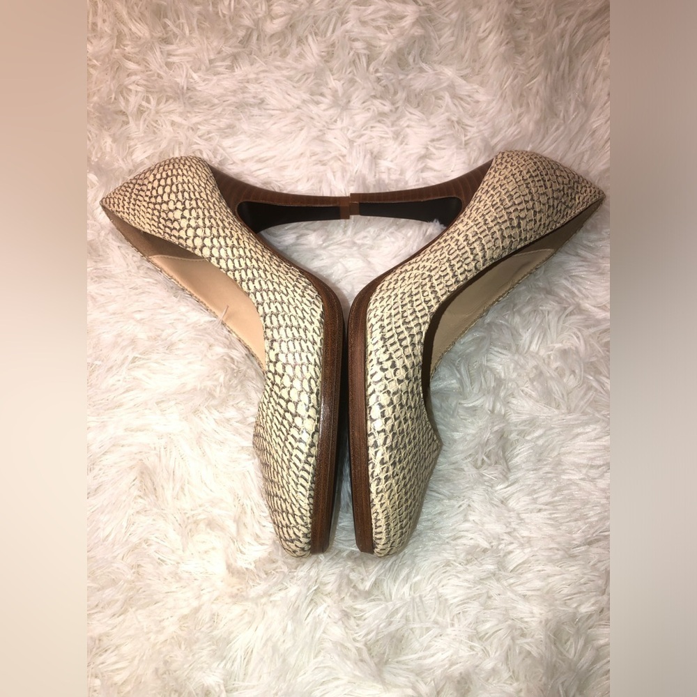 Cole Haan Cream and Brown Snake Patterned Heels - Picture 8 of 10